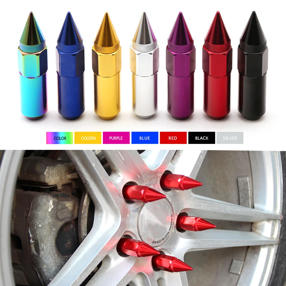 Universal 20PCs 90mm Red Car Wheel Lug Nut Set With Spike Car Styling
