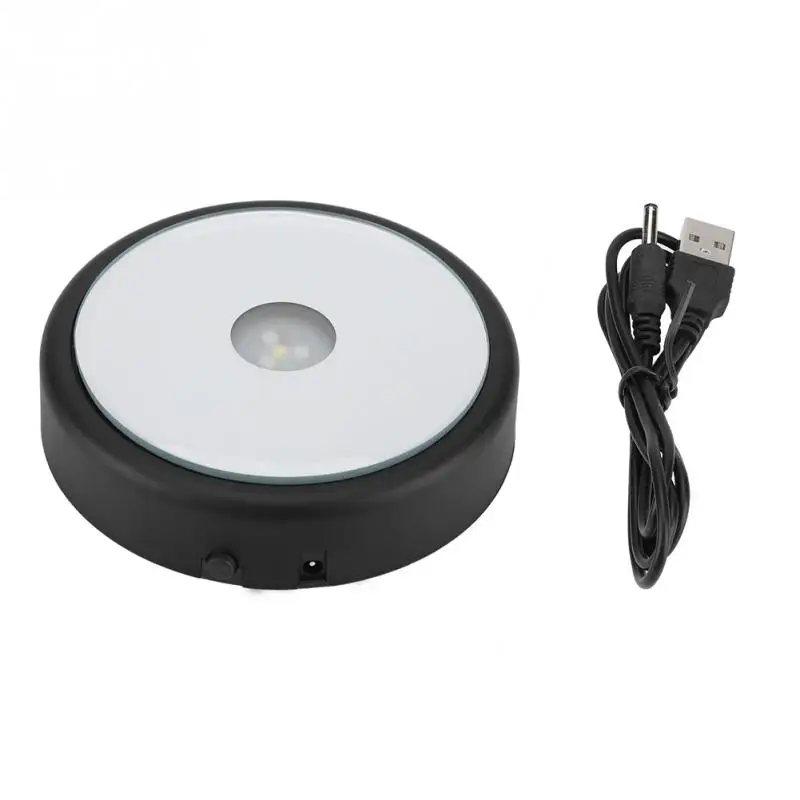 

4 LED Colorful Luminous Base Light Rotating Crystal Display Base Round Stand Holder For Glass Transparent Objects Display