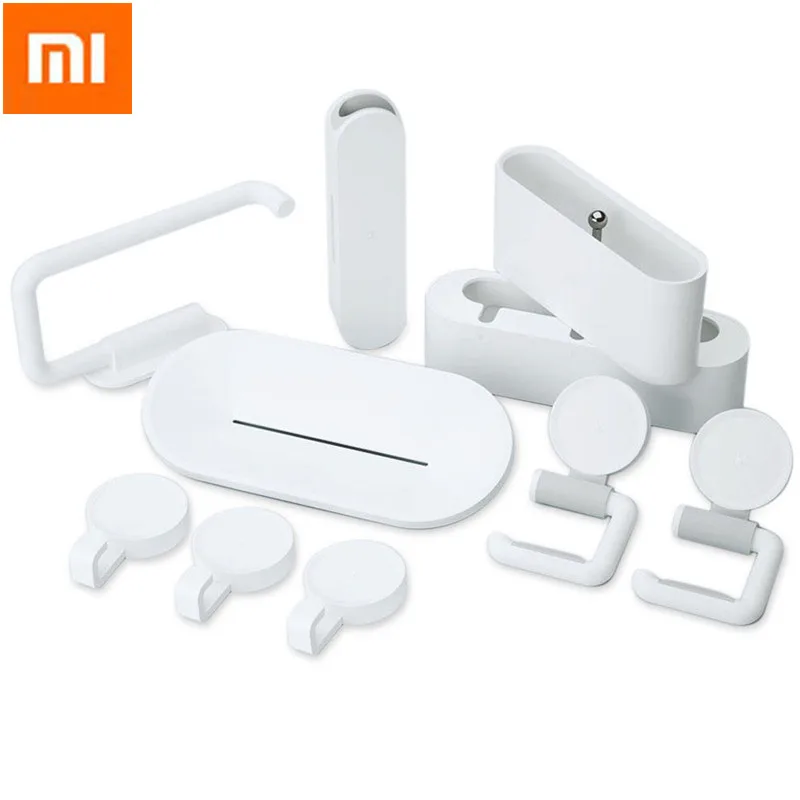 Xiaomi Mijia 10 قطعة طقم أدوات المنزل الذكي حامل ممسحة كليب رف أطباق للصابون فرشاة الأسنان حامل هوك صندوق تخزين دش الحمام أداة
