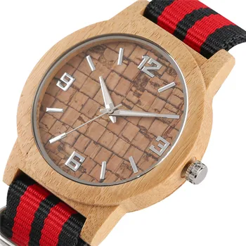 

Handmade Quartz Watch Movement for Women Men Casual Wooden Watch Fluorescent Pointer Super Lightweight Nylon Band Colck