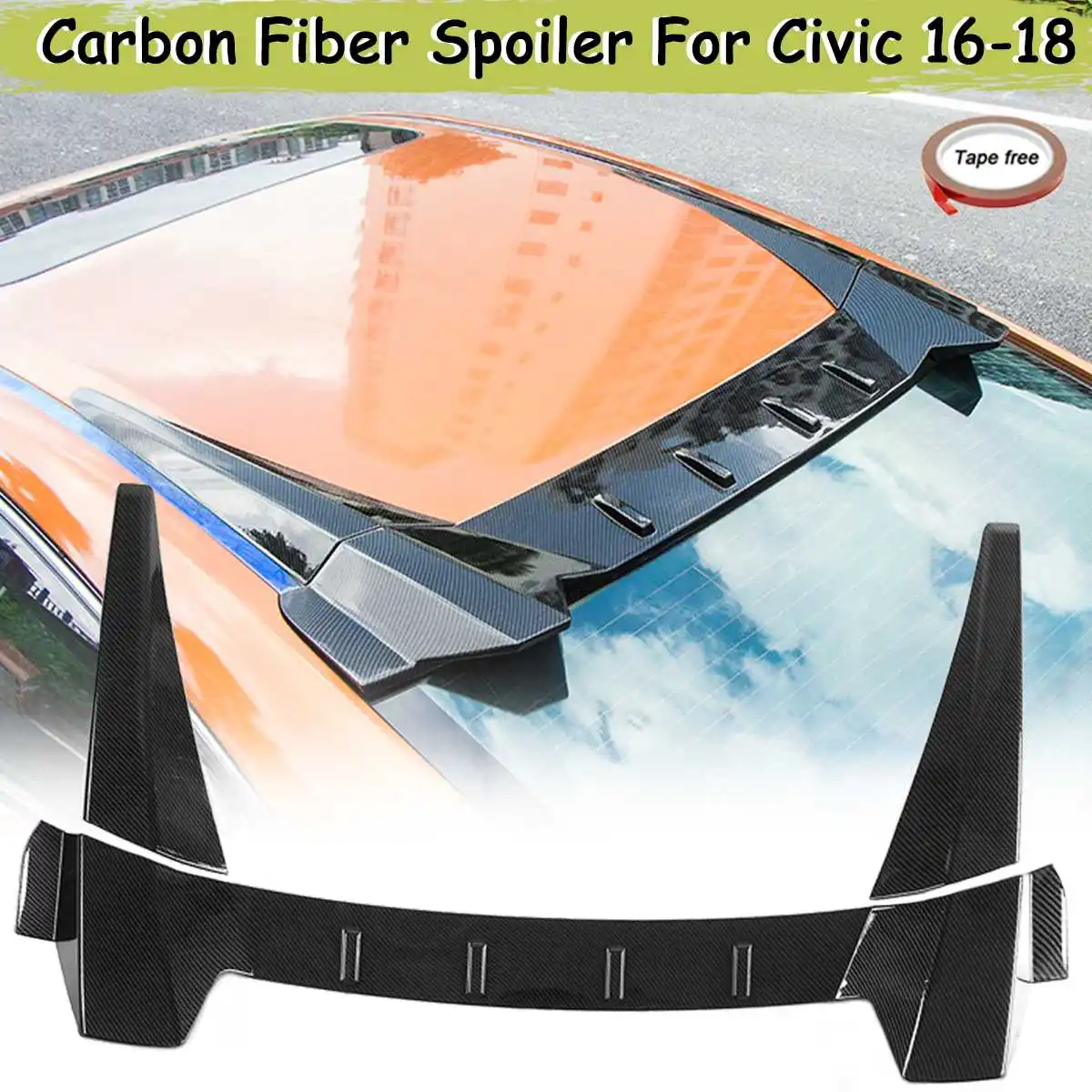 

ABS Carbon Fiber Color R Style Rear Window Roof Spoiler Diffuser For Honda For Civic 4Dr For Sedan 2016 2017 2018
