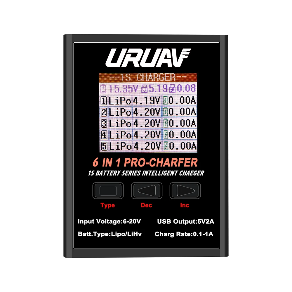 Зарядное устройство для квадрокоптера URUAV 6 в 1 PRO 6x4 35 Вт 6X1A зарядное 1S LiPO с Micro MX mCPX