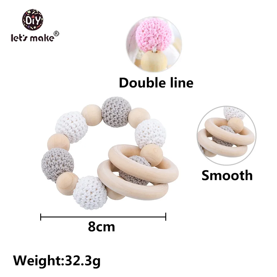 Let's Make Baby Rattle 1set Crochet Amigurumi Elephant Owl Custom Name Newborn Montessori Educational Wooden Rings Baby Toys   