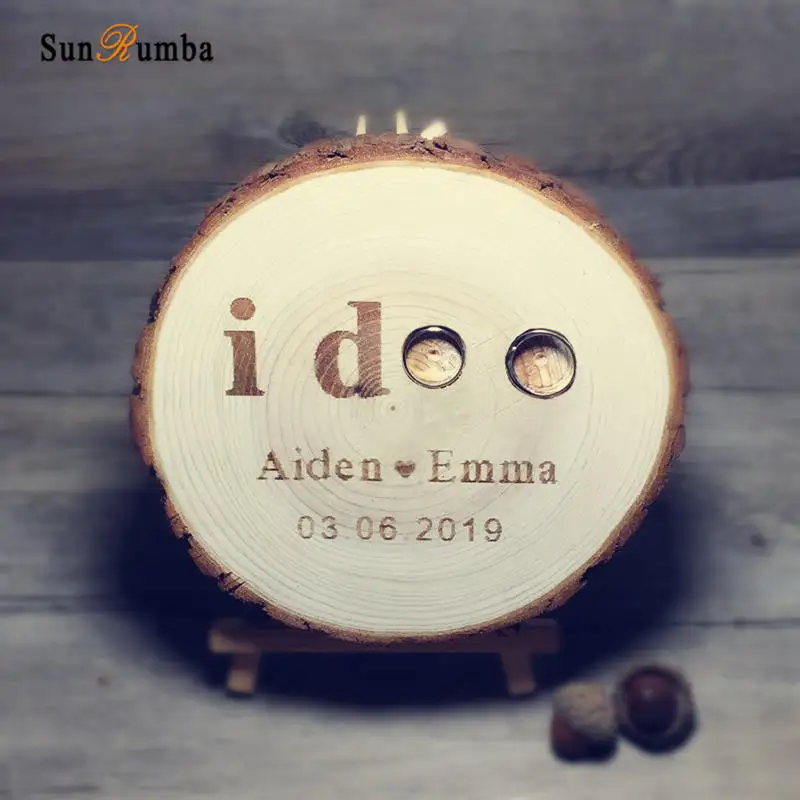 

1pcs Personalized Custom Wooden Ring Pillow Holder Rustic Wedding Decor Vintage Party Engagement Wedding Decoration Ring Pillows