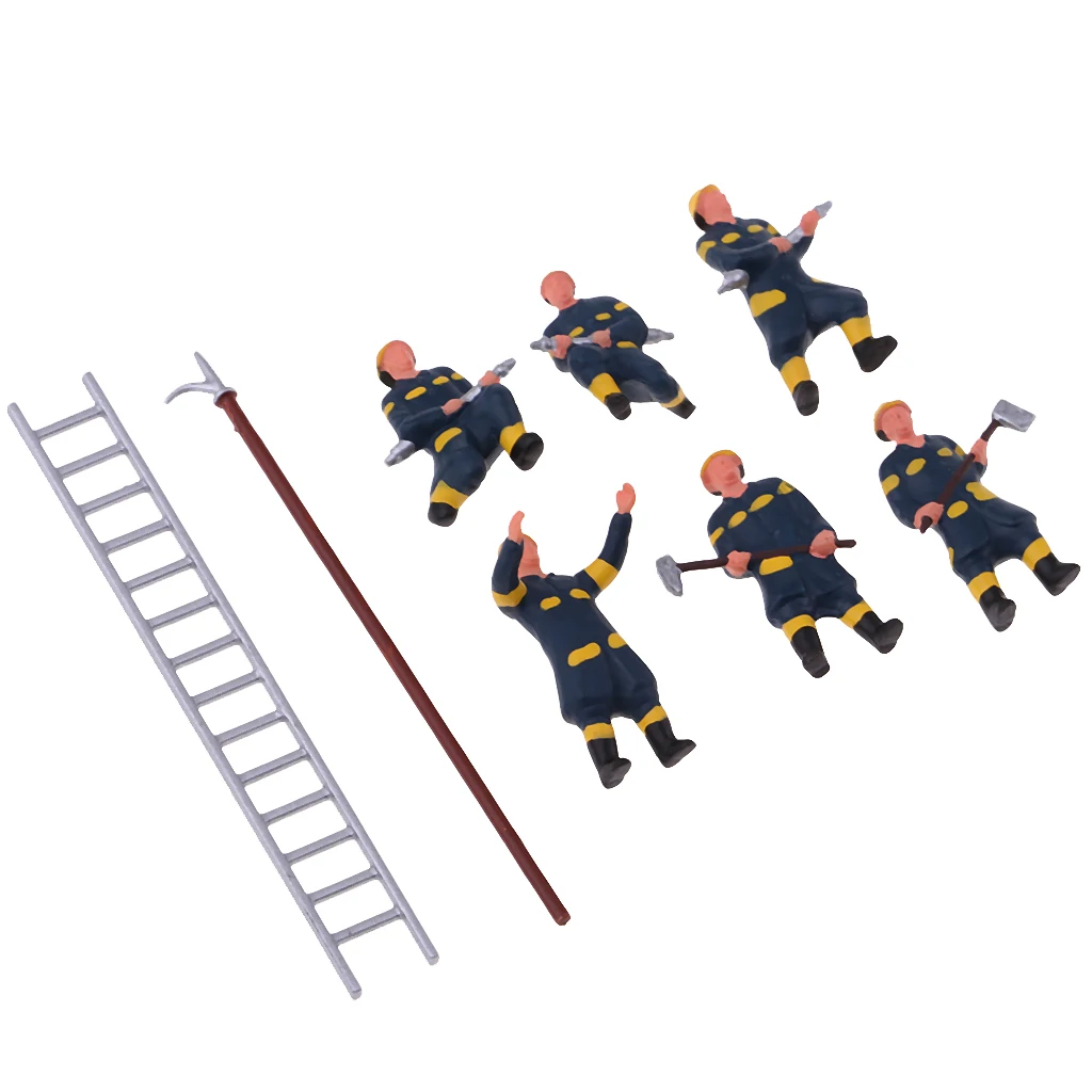 

6pcs 1/87 HO Tiny People Model Hand Painted Fireman Figure Building Scenery