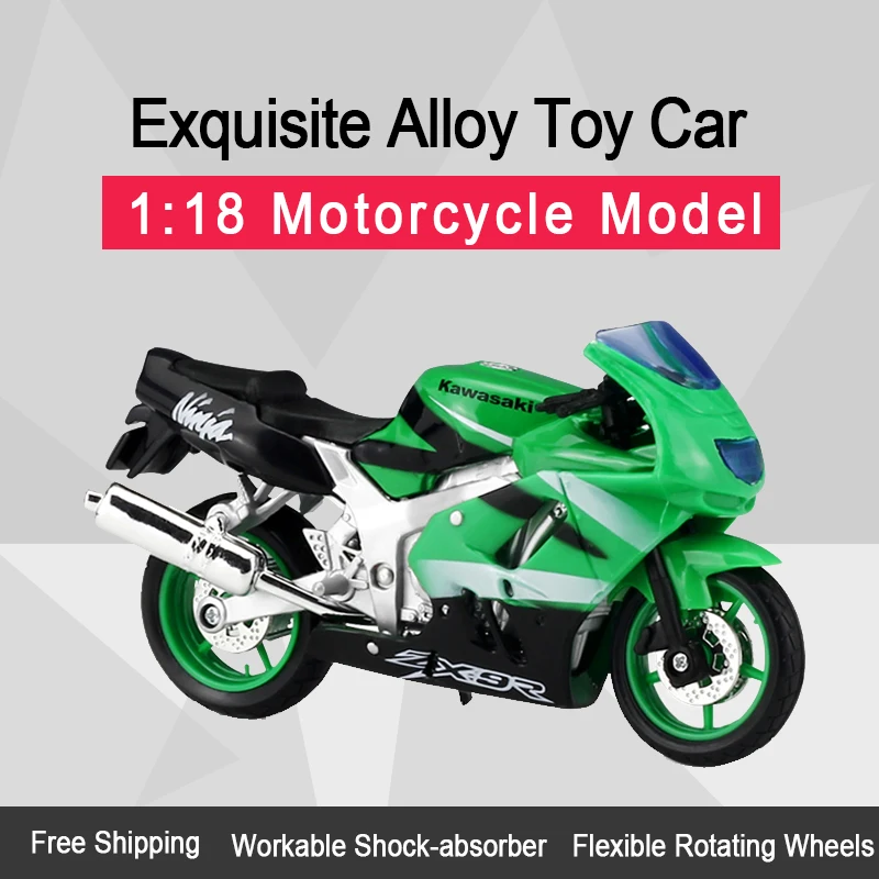 

MAISTO 1:18 Kawasaki ZX9R Diecast Motorcycle Model Workable Shork-Absorber Toy For Children Gifts Toy Collection