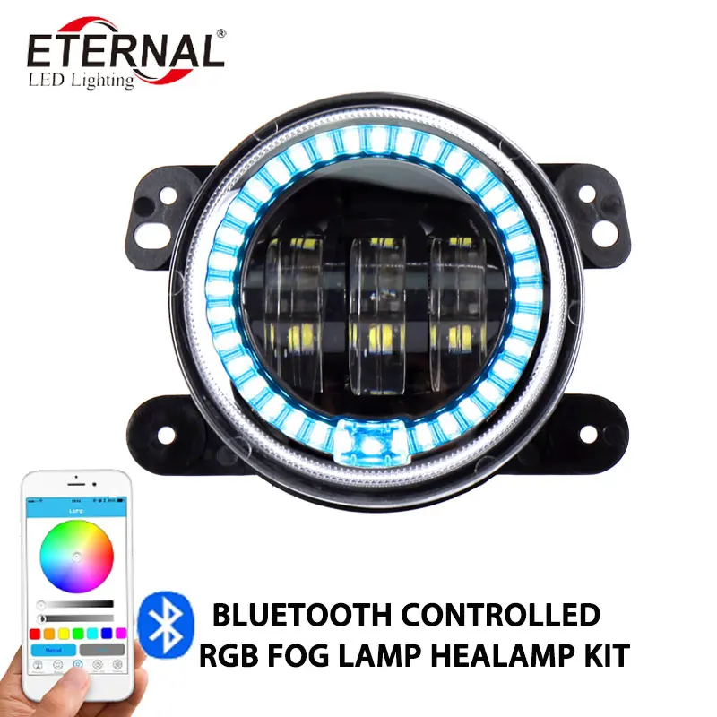 Bluetooth remote 60 W RGB светодиодные фары + 4 дюйма 30 led противотуманных фар для 4x4 offroad Wrangler