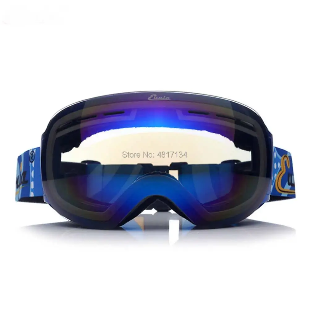 

Unisex Blue Frame 'Fit Over Glasses' UV Anti-fog Anti-explosion Dual-optic Spherical Adult Ski Goggles OTG Snowboard Glasses
