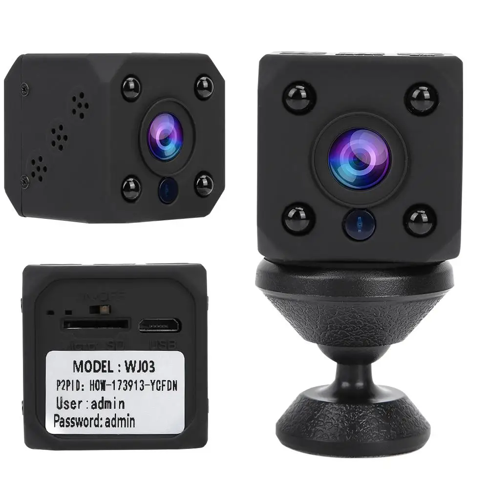 

WJ03 HD 1080P Mini Wireless WiFi Video Camera IR Night Vision Home Security with US Plug Adapte 2019
