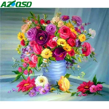 

AZQSD 5D DIY Diamond Painting Flower Handmade Crafts Needlework Home Decor Diamond Embroidery Floral Picture Of Rhinestones