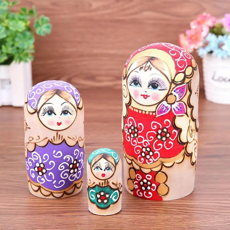 7pcsCute русские традиционные игрушки матрешки русские куклы набор деревянный пазл Матрешка ручной работы кукла детский подарок на день рождения