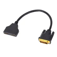 DVI 24+ 1 Pin-2 x HDMI Женский адаптер плоский кабель конвертер адаптер