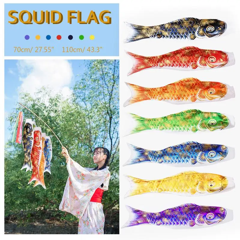 

3D Hot Stamping Carp Banner Japanese Restaurant Carp Spray Windsock Streamer Cartoon Colorful Fish Flag Koinobori Kite Bronzing