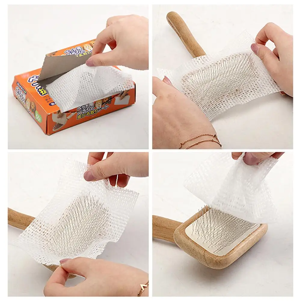 

50pcs/pack Pet Dog Comb Protective Net Non-woven Fabric Airbag Comb Cleaning Net For Long Hair Pets Wrap The Fallen Hair Easily