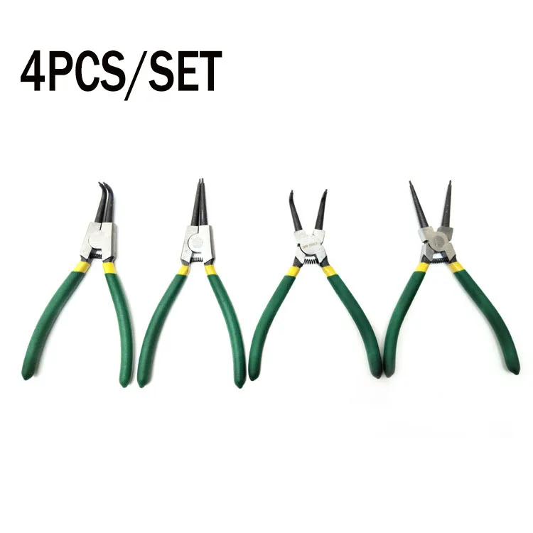 

Hot 4 PC 7 Circlip Pliers Internal External Bent Nose Straight Tip Snap Ring