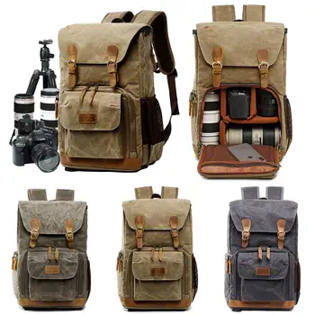 

PinShang Unisex Canvas Waterproof Photography Outdoor Wear-resistant Large Camera Backpack