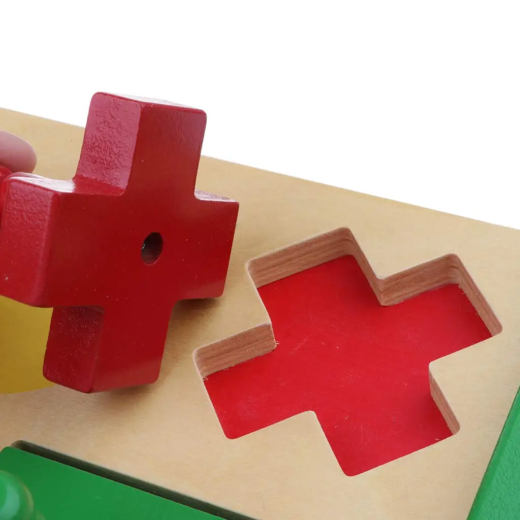  Multicolor Geometry Wooden Block Matching Sorting Puzzle Game Montessori Early Educational Toy for 