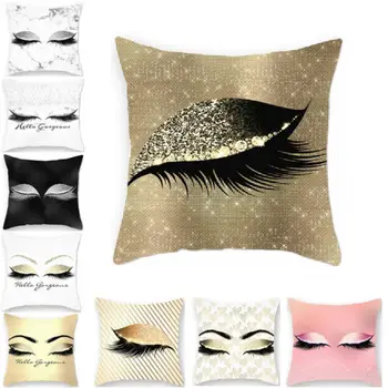 

45*45cm Eyelash Lash Reversible Sequin Glitter Sofa Pillow Cover New Vogue Eye Eyelash Bed Accessories