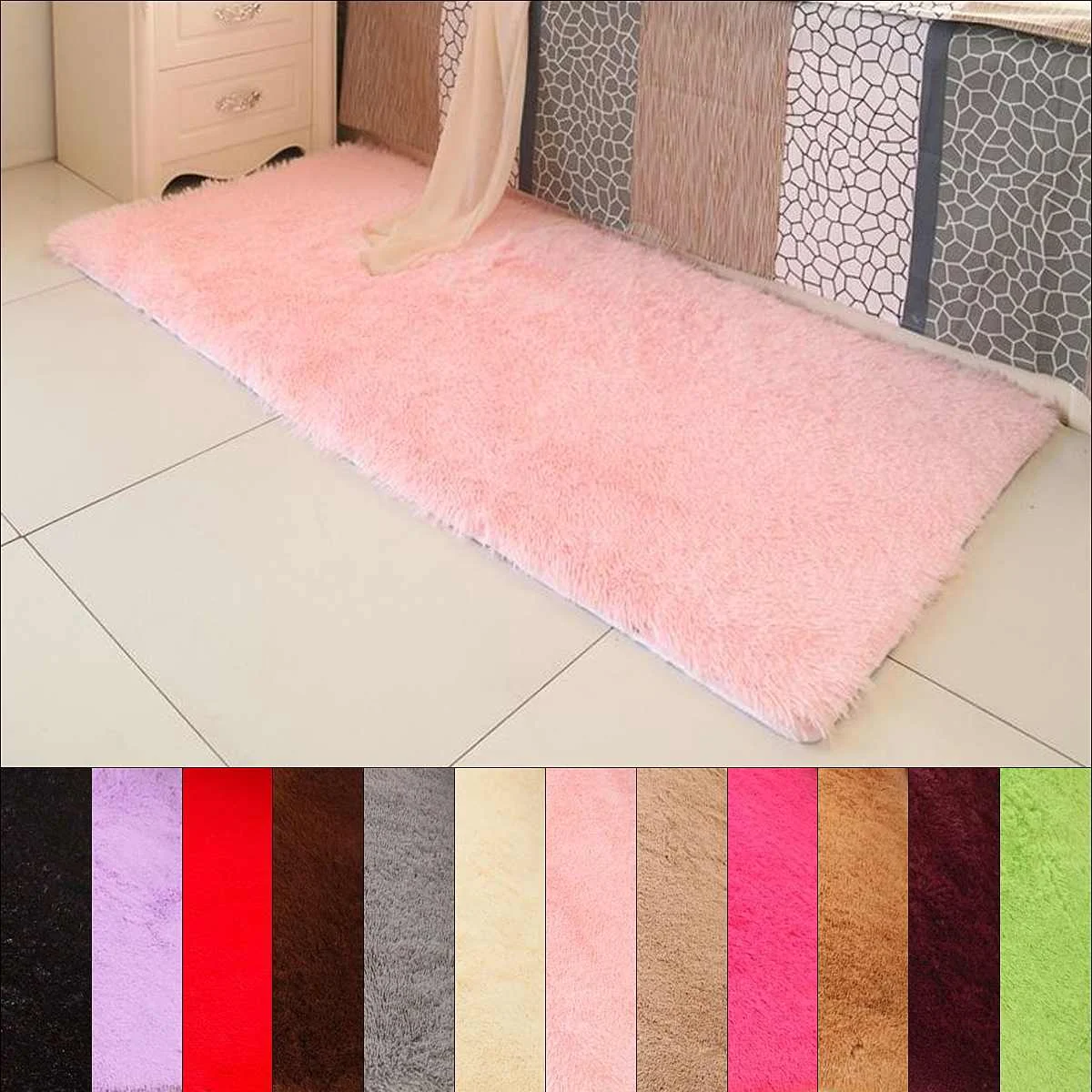 

Soft Non-slip Carpet Floor Mats 80X120CM for Living Room Bedroom Corridor Home Textile Pink Khaki Carpet Mat 3cm Thickness