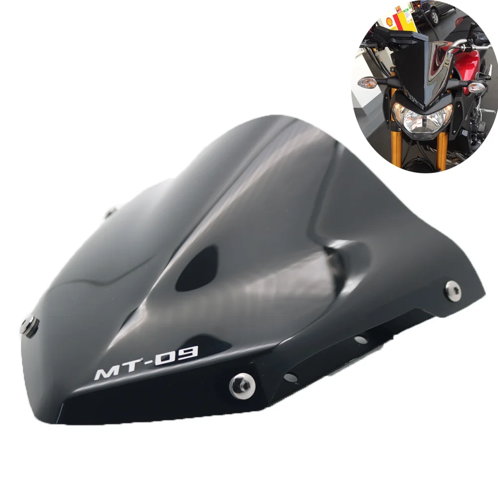 

For Yamaha MT-09 MT09 Windshield MT 09 2014 2015 2016 Motorcycle Windshield ABS Plastic Windscreen with Mount Screws Bracket