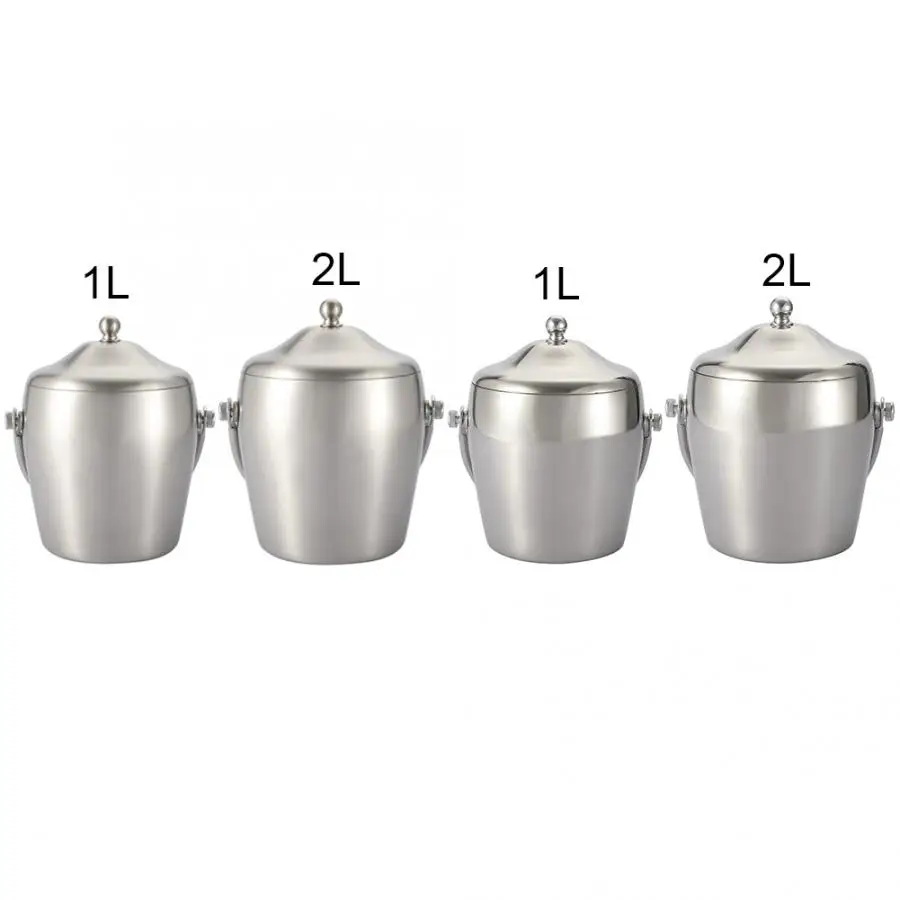 

Stainless Steel Double Wall Ice Bucket Insulation Wine Drinkware with Lid and Handle Cup for Beer Tea Milk Drink