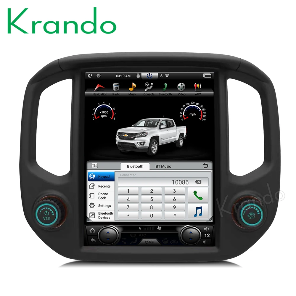 

Krando car radio gps android 7.1 for GMC CANYOU for Chevrolet Colorado Tesla Vertical 12.1'' screen navigation multimedia system