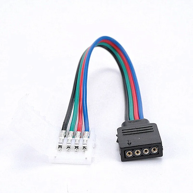 10 шт. мм 4pin RGB Светодиодная лента без пайки двойной разъем зажим кабель удлинитель