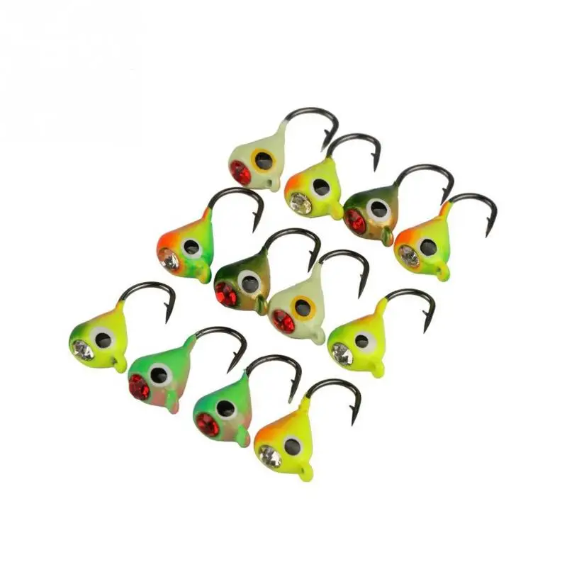

Winter Ice Fishing Hook Lure Mini Metal Bait Fish 6Pcs 15mm Lead Head Hook Bait Jigging Fishing Tackle