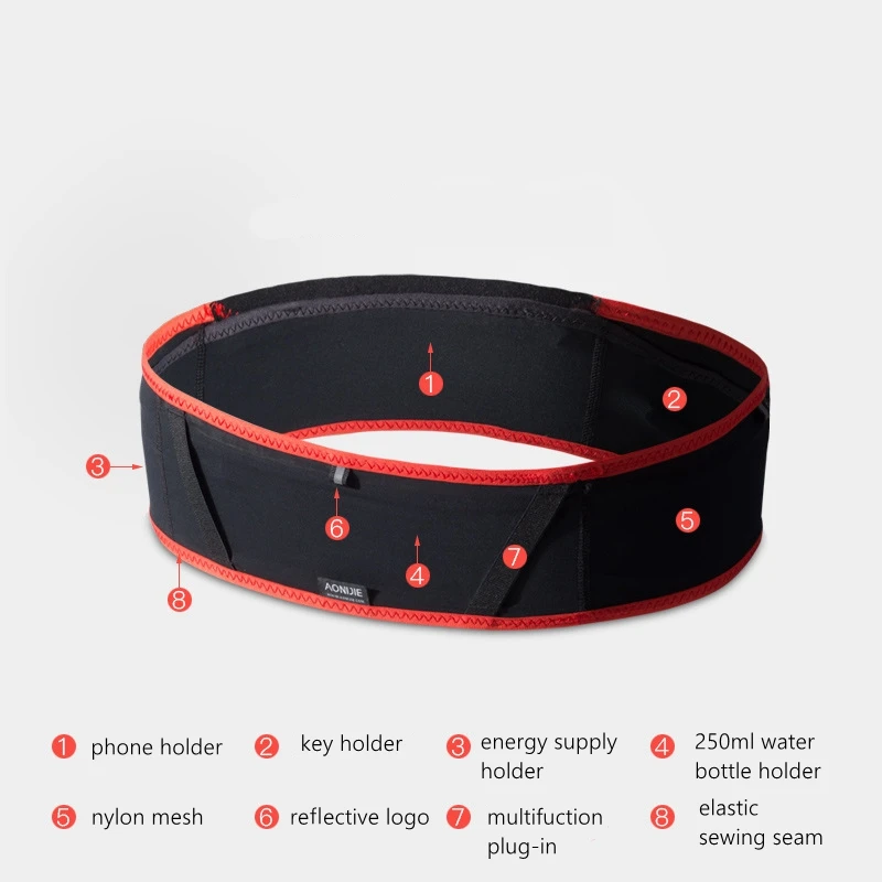 Aonijie Nylon Running Bag Breathable Waist Bag Ultralight Portable Elastic Waits Pack Hiking With 1 Pcs 250ml Water Bottle