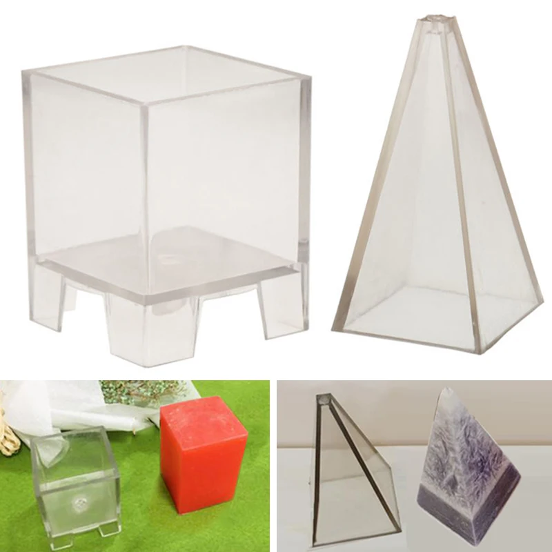 

Clear Candle Mold Soap Mold Crafts Decoration Tools Candles Making Moulds DIY Candle Craft Tools Pyramid/Square Cube Shape