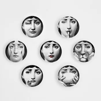 

Top Fashion Milan Piero Wall Plates Color Black&white Illustration Hanging Dishes Sample Room/home/hotel Decoration