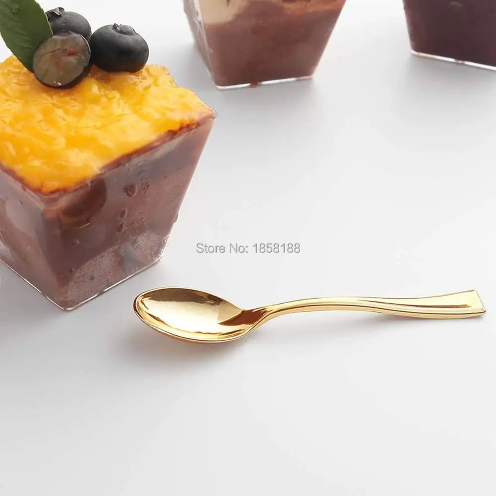 72 шт. пластиковые одноразовые золотые ложки и десертные мини вилки для кофе торта