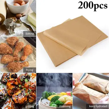 

200PCS Double-Sided Primary Color Barbecue Paper Non-Stick Oven Pastry Paper Baking Tool Roast Oven Baking Mats Baking Paper