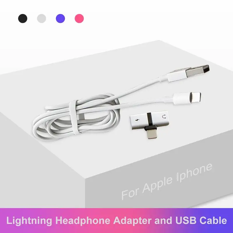 2 In 1 for IPhone 7 8 X Ipad Ipod Double for Lightning Headphone Adapter Charger Music Audio Adapter Converter Splitter and USB 2 In 1 for IPhone 7 8 X Ipad Ipod Double for Lightning Headphone Adapter Charger Music Audio Adapter Converter Splitter and USB