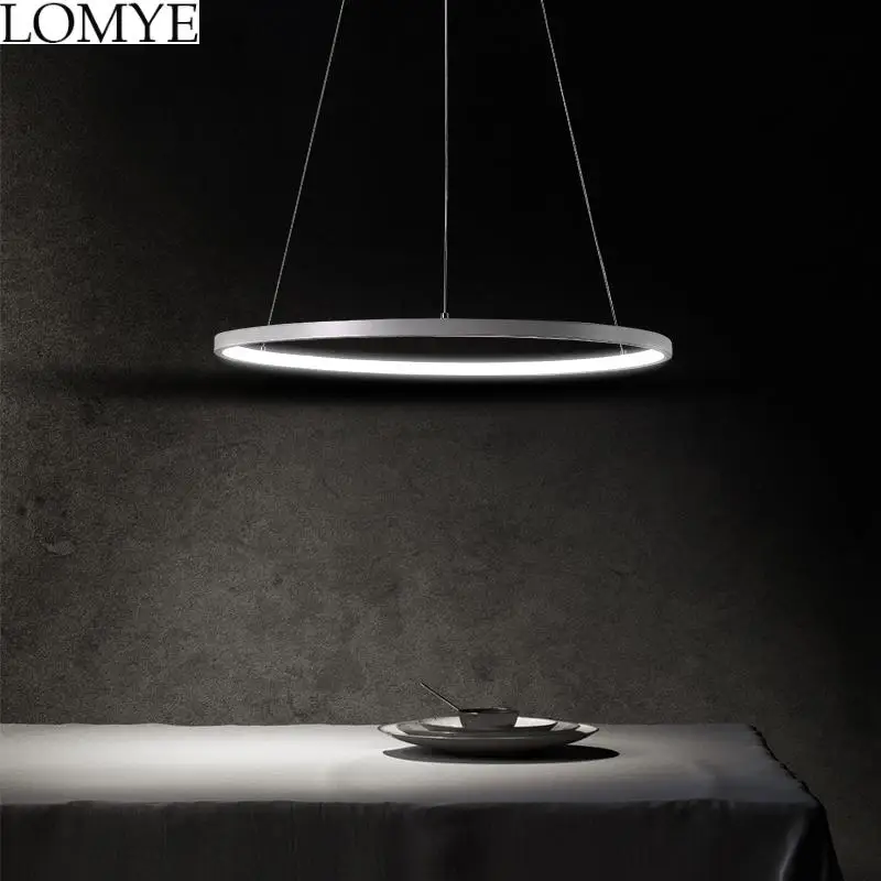 

LED pendant lights circular ring bar fixtures living room suspended lamps simple modern style restaurant hanging lighting