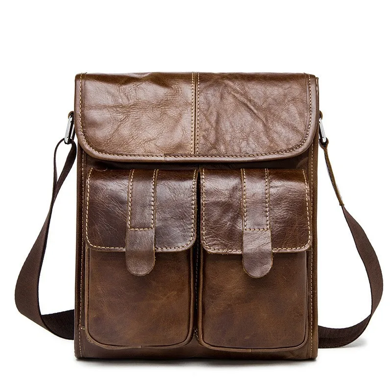 

crazy horse Genuine Leather Men bags Fashion Brand Designer Handbag Shoulder business Retro Cow Bag Men Messenger Bags Briefcase