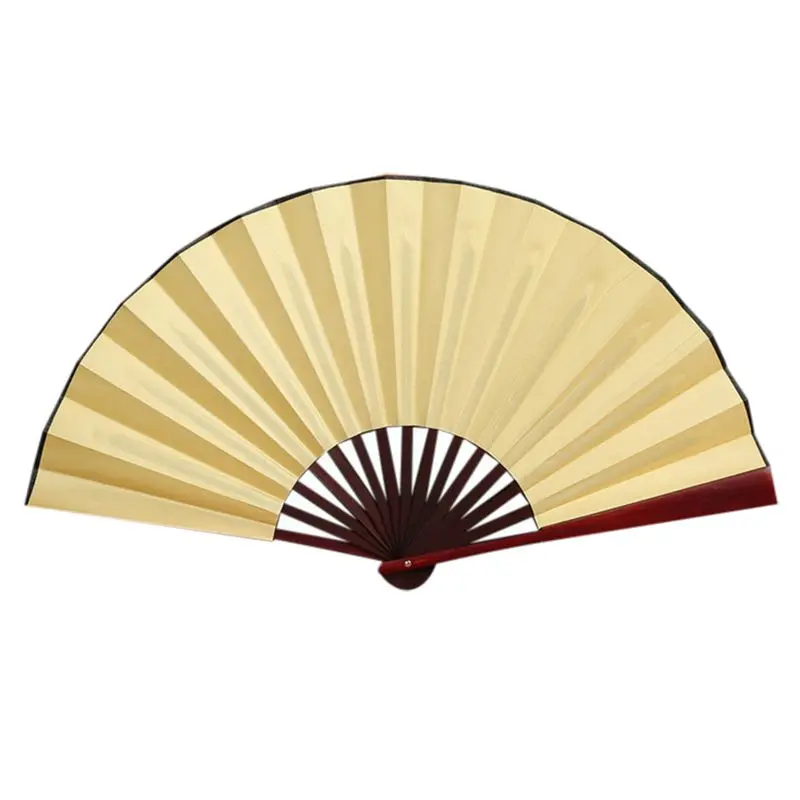 

Folding Hand Fan Men's Black Bamboo Spun Silk Calligraphy Painting Writing Dancing Chinese Held Fans Wedding Party Favor(Yello