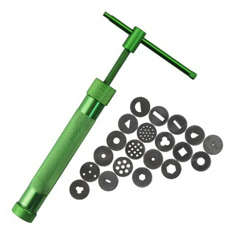 

20 Pcs/set Aluminum Discs Pottery Clay Fimo Extruder Crafts Gun Cake Paste Sculpture Sugarcraft Tool Decoration Set