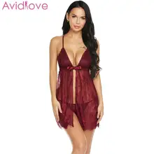 Avidlove женское сексуальное кружевное нижнее белье с открытой передней частью, большие размеры, эротическое нижнее белье на тонких бретельках, ночная рубашка с цветочным рисунком