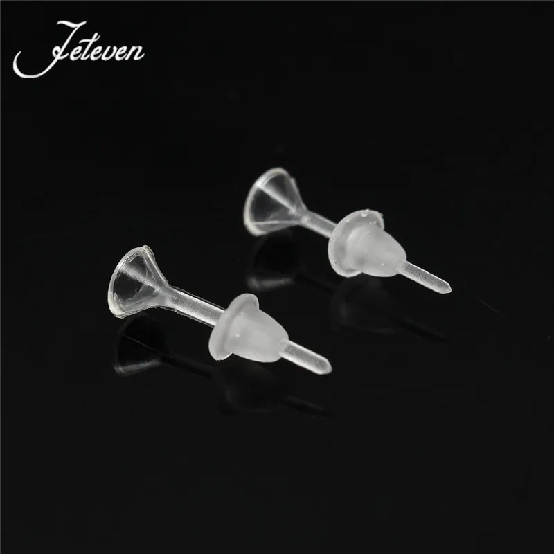 1 Pair Rubber Clear Plastic Stem Anti Allergy Ear Stud Earring Replacement Part Fashion Jewelry