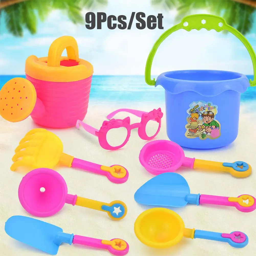 9Pcs/Set Simulate Kettle Bucket Shovel Funnel Glasses Beach Seaside Water Sand Play Toys | Игрушки и хобби