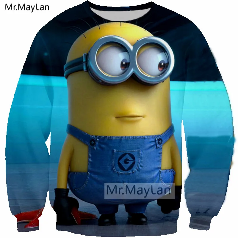  3D Print Christmas Sweatshirts Cartoon Cute Minions Drinking Milk Men/Women Kawaii Coat Boys Hiphop Clothes Male Outfits 5XL