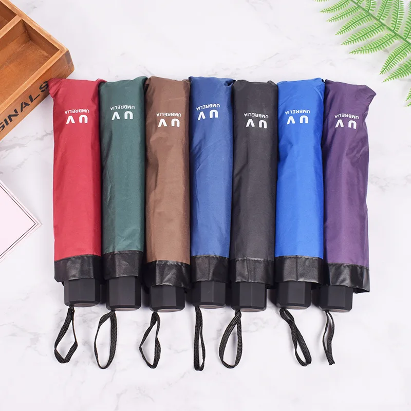 

10 Bone UV Business Creative Fashion Vinyl Umbrella Folding Rain Or Shine Dual-Use Sun College Style Manufacturer Direct