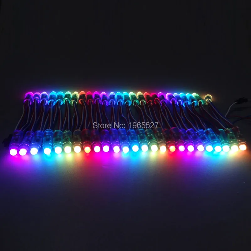 100 개/몫 20AWG 와이어 DC12V 12mm UCS1903 주소 지정 가능 Rgb Led 스마트 픽셀 노드 Rgb 모듈 빛, Rgb 와이어, 방수 Ip68 등급