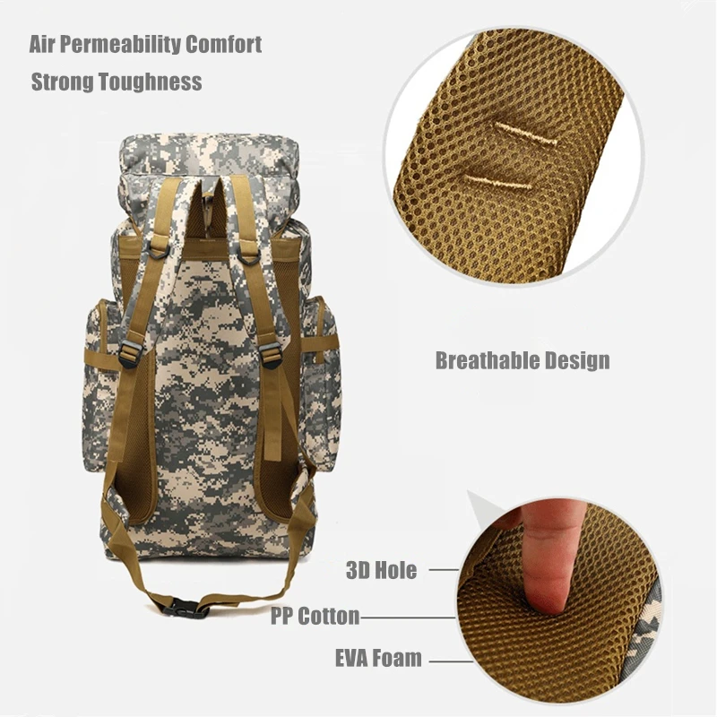  80L Waterproof Climbing Backpack Military Tactical Outdoor Sports Bag Travel Camping Hiking Backpac