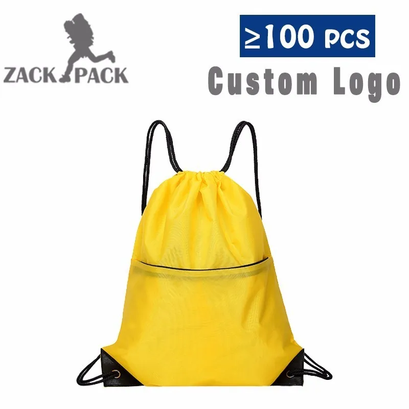 Drawstring Bag Custom Logo Simple Cotton Pouch Training Canvas Backpack  Waterproof Sack Mochila Knapsack Bag