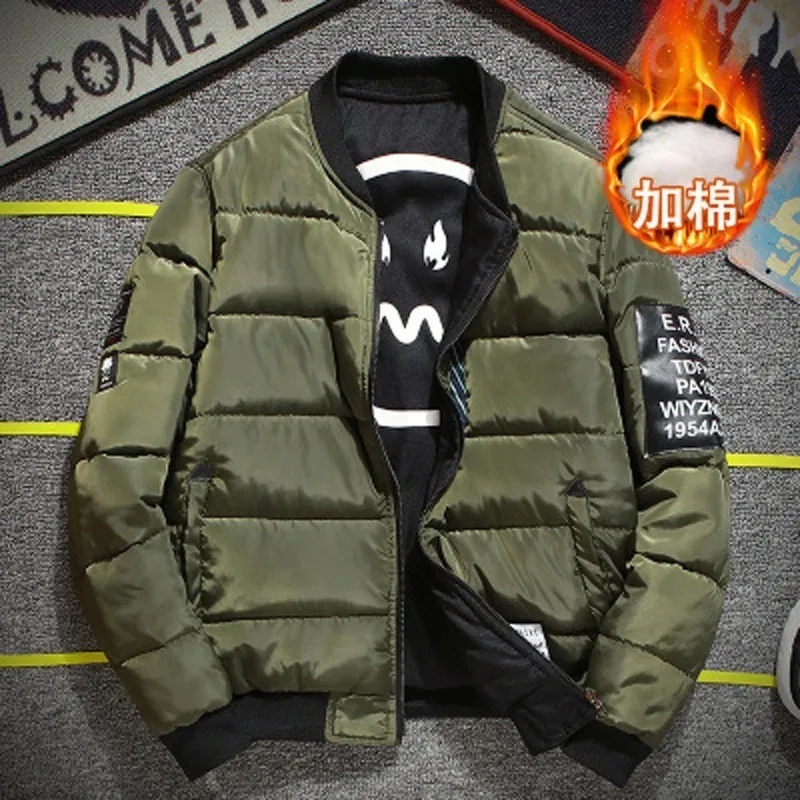 

Men's Winter Jacket Large Size Fashion Casual Parkas Hoodie Solid Thick Zipper Personal Clothing Double-sided Wear M-4XL