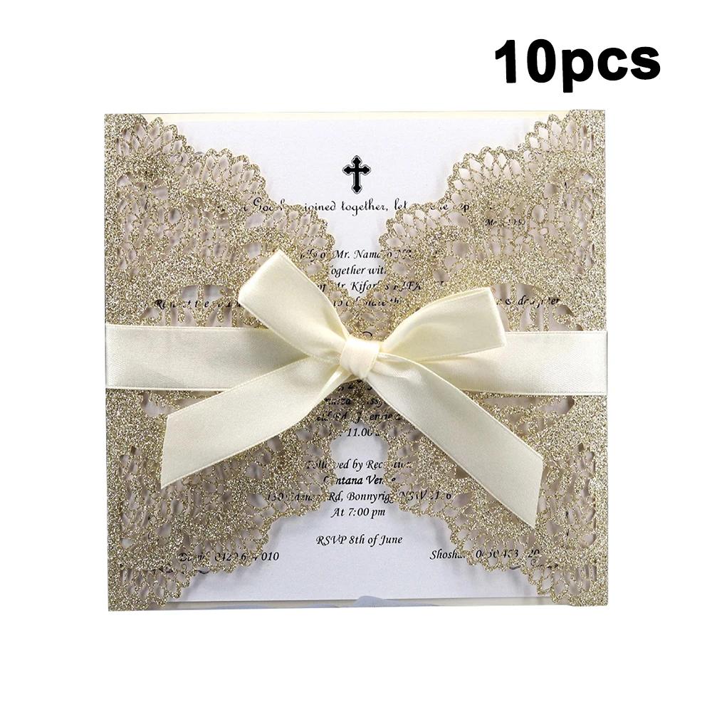  10pcs Laser Cut Lace Edge Invitations Cards Kits for Wedding Bridal Shower Birthday Anniversary Par - 33003279761