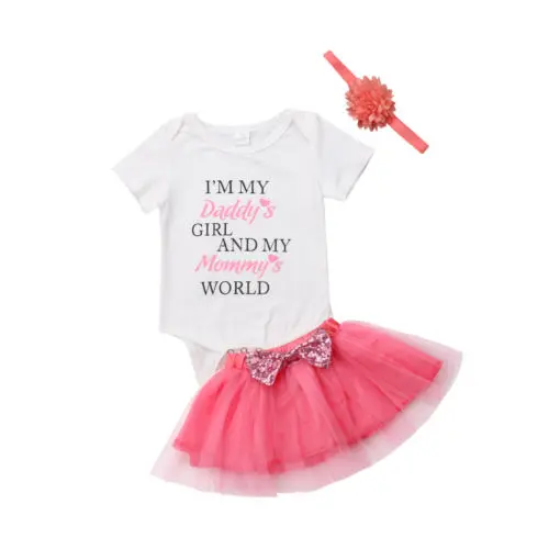 

UK Newborn Baby Girls Romper Tulle Skirts Dress Headband Outfits Clothes Set