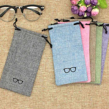 

iboode 10pcs/lot Good Quality Portable Glass Bag Linen Fabric Smooth Surface Sunglasses Pouch For Eyewear Container Glasses Bag